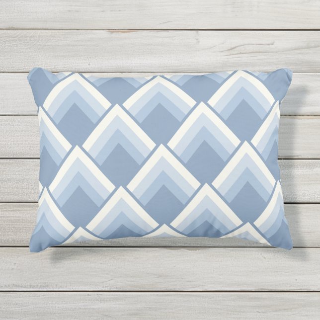 Abstracte geometrie, blauw en gebroken wit 2 buite buitenkussen (Voorkant)
