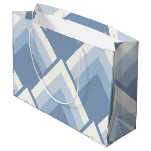 Abstracte geometrie, blauw en gebroken wit 2 groot cadeauzakje