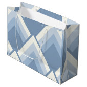 Abstracte geometrie, blauw en gebroken wit 2 groot cadeauzakje (Voorkant Gekanteld)