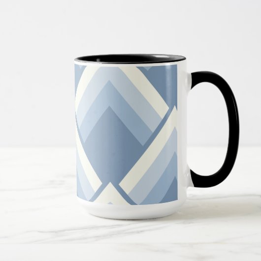 Abstracte geometrie, blauw en gebroken wit 2 mok (Rechts)