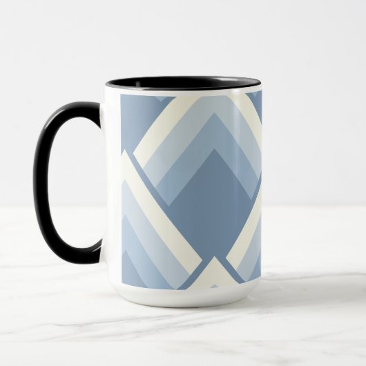 Abstracte geometrie, blauw en gebroken wit 2 mok (Links)