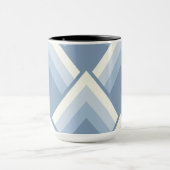 Abstracte geometrie, blauw en gebroken wit 2 mok (Midden)
