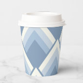 Abstracte geometrie, blauw en gebroken wit 2 papieren bekers (Achterkant)