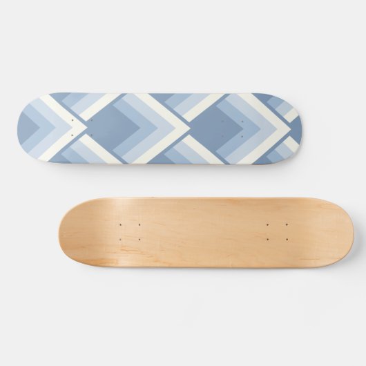 Abstracte geometrie, blauw en gebroken wit 2 skateboard (Horizontaal)