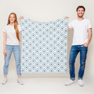 Abstracte geometrie, blauw en gebroken wit fleece deken