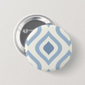 Abstracte geometrie, blauw en gebroken wit ronde button 5,7 cm (Voorkant /achterkant)