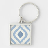 Abstracte geometrie, blauw en gebroken wit sleutelhanger (Voorkant)