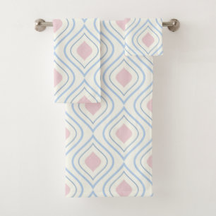 Abstracte geometrie, blauw, roze en gebroken wit bad handdoek