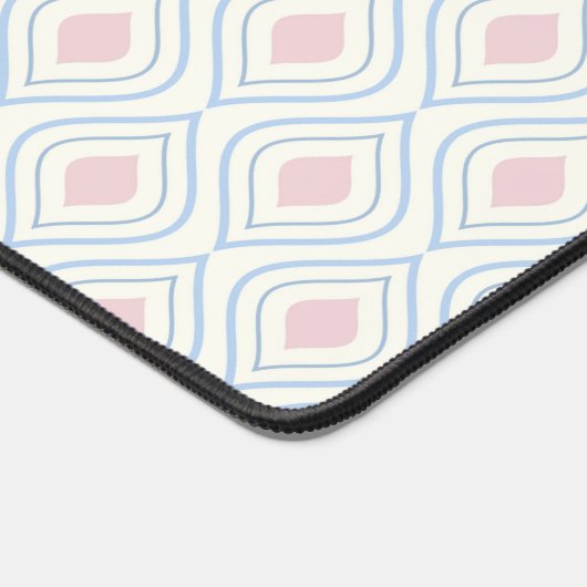 Abstracte geometrie, blauw, roze en gebroken wit bureaumat (Hoek)