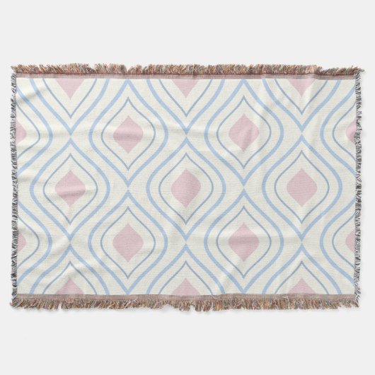 Abstracte geometrie, blauw, roze en gebroken wit deken (Voorkant)