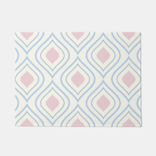 Abstracte geometrie, blauw, roze en gebroken wit deurmat