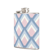 Abstracte geometrie, blauw, roze en gebroken wit heupfles (Links)