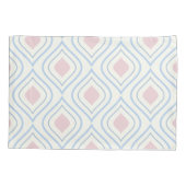 Abstracte geometrie, blauw, roze en gebroken wit kussensloop (Achterkant-Links)