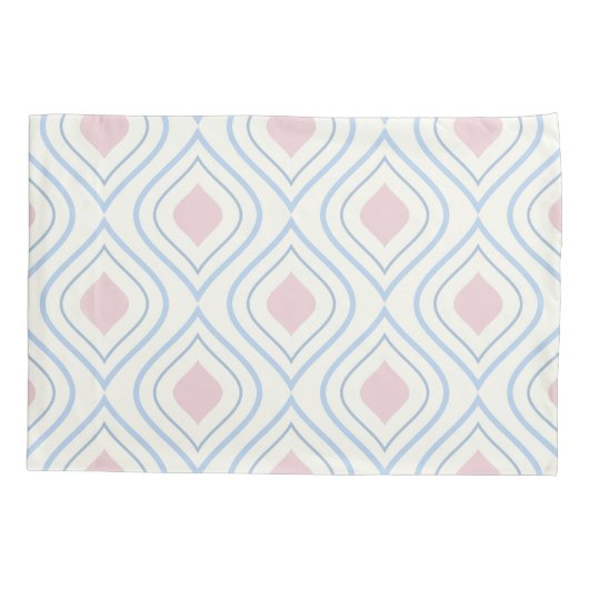 Abstracte geometrie, blauw, roze en gebroken wit kussensloop (Achterkant-Links)