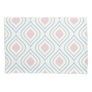 Abstracte geometrie, blauw, roze en gebroken wit kussensloop