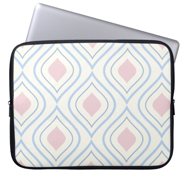 Abstracte geometrie, blauw, roze en gebroken wit laptop sleeve (Voorkant)