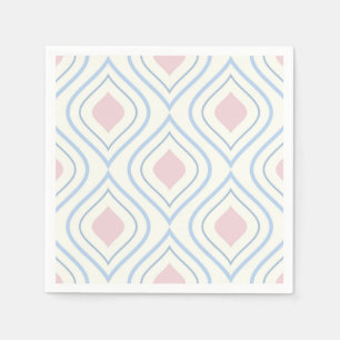 Abstracte geometrie, blauw, roze en gebroken wit servet