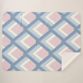 Abstracte geometrie, blauw, roze en gebroken wit sherpa deken (Voorkant (horizontaal))