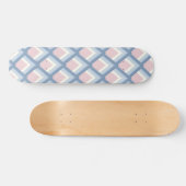 Abstracte geometrie, blauw, roze en gebroken wit skateboard (Horizontaal)