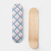 Abstracte geometrie, blauw, roze en gebroken wit skateboard (Voorkant)