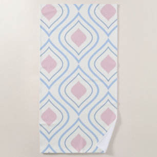 Abstracte geometrie, blauw, roze en gebroken wit strandlaken