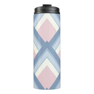 Abstracte geometrie, blauw, roze en gebroken wit thermosbeker