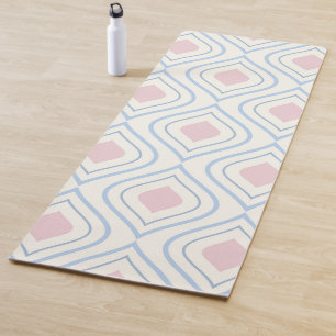 Abstracte geometrie, blauw, roze en gebroken wit yogamat