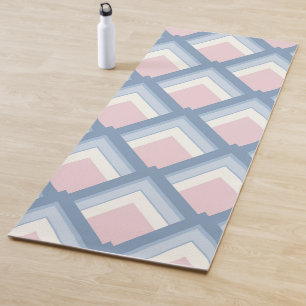 Abstracte geometrie, blauw, roze en gebroken wit yogamat