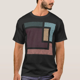Abstracte geometrie met aardetinten distressed des t-shirt