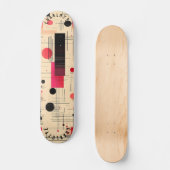 Abstracte geometrie met rode en zwarte accenten skateboard (Voorkant)