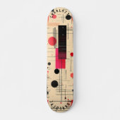Abstracte geometrie met rode en zwarte accenten skateboard (Voorkant)