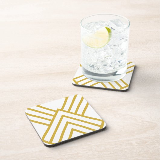 Abstracte geometrie, wit en goud bier onderzetter (Rechterzijde)