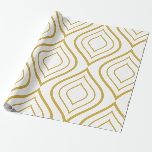Abstracte geometrie, wit en goud cadeaupapier (Uitgerold)
