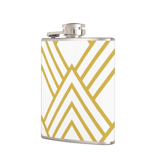 Abstracte geometrie, wit en goud heupfles (Links)