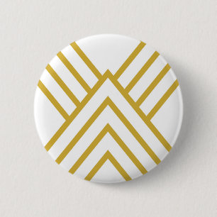 Abstracte geometrie, wit en goud ronde button 5,7 cm
