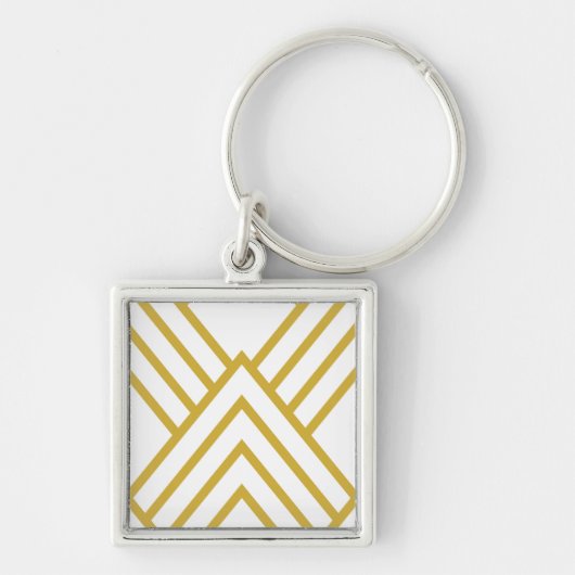 Abstracte geometrie, wit en goud sleutelhanger (Voorkant)