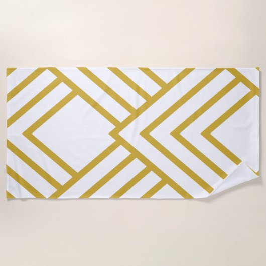 Abstracte geometrie, wit en goud strandlaken (Voorkant)