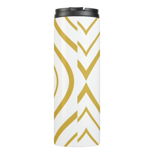Abstracte geometrie, wit en goud thermosbeker (Achterkant)