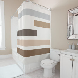 Abstracte Geometrische aardtonen stripes Art Patte Douchegordijn