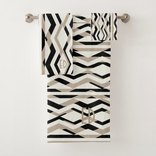 Abstracte Geometrische Art Deco Badhanddoek Set Bad Handdoek (Insitu)