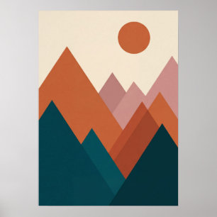 : Abstracte Geometrische Berg Minimalistische Boho Poster