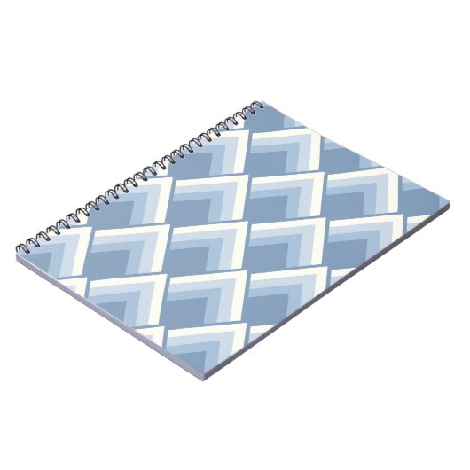 Abstracte geometrische, blauwe en gebroken witte 2 notitieboek (Linkerzijde)