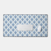 Abstracte geometrische, blauwe en gebroken witte o bureaumat (Keyboard & Muis)