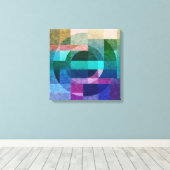 Abstracte geometrische blauwe groene roze cirkel t canvas afdruk (Insitu (Houten vloer))