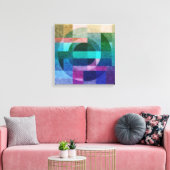 Abstracte geometrische blauwe groene roze cirkel t canvas afdruk (Insitu (Woonkamer))