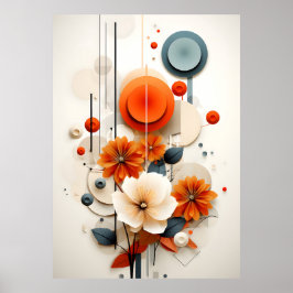 Abstracte geometrische bloem poster