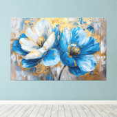 Abstracte geometrische bloemkunst - getextureerd a canvas afdruk (Insitu (Houten vloer))