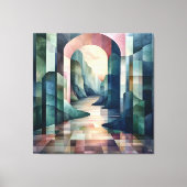 Abstracte geometrische boog met Serene River Canvas Afdruk (Voorkant)