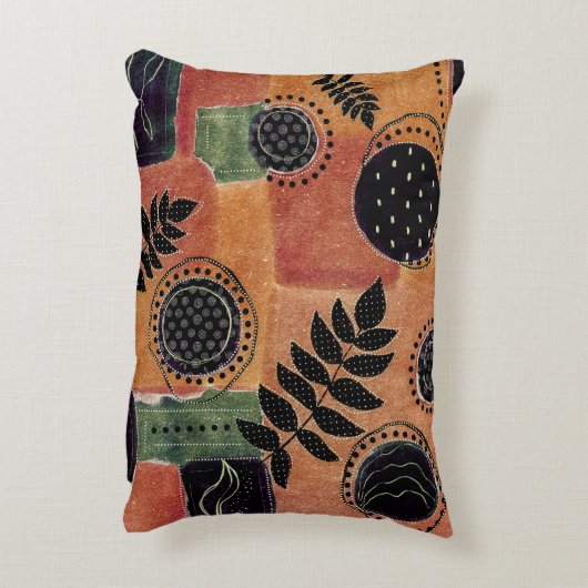 Abstracte geometrische cirkels en bladeren | accent kussen (Achterkant (Verticaal))