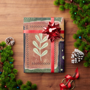 Abstracte geometrische cirkels en bladeren cadeaupapier